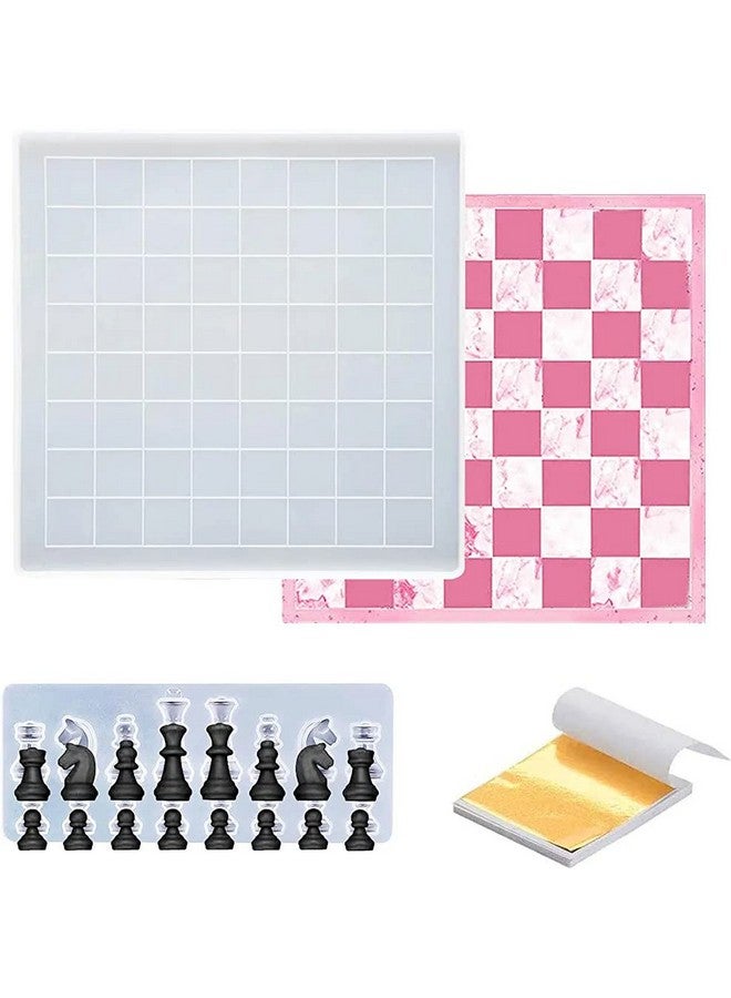 Snoogg Snoogg Chess Resin Molds Set Including 12in Silicone Checker Chess Board and 3D Piece for Resin Mold/with Finger Cap, Dropper, Pouring Cup and Mixing Stick - Image 1