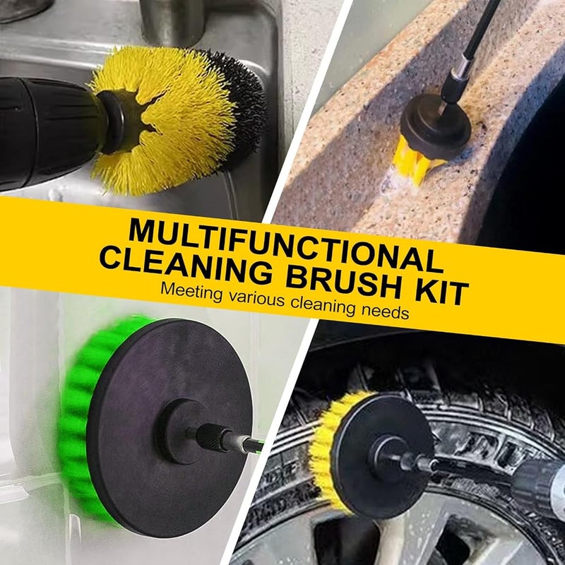 WEKUBA 44Pcs Drill Brush Attachment Set，Power Scrubber Brush with Extend Long Attachment，Scrub Pads & Sponge，Drifferent Hardness，Power Cleaning Kit for Grout, Tiles, Sinks, Bathtub, Kitchen，Auto - Image 4