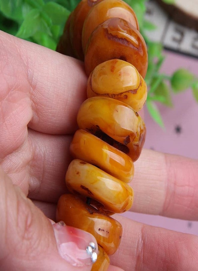 Wixine ويكسين 1 قطعة سوار شمع العسل القديم من البلطيق مع خرزات سوار من العنبر بشكل الرجال والنساء (اللون: أصفر) - Image 4