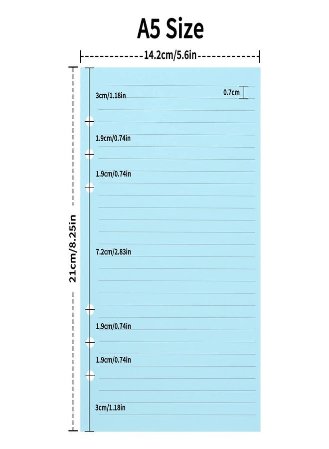 Imslery 100 GSM Colored Lined A5 6-Hole Refill Paper – Ruled Planner Inserts for 6-Ring Binders, Thick Fountain Pen Friendly, No Bleed, Perfect for Double-Sided Writing（2 Packs) - Image 2