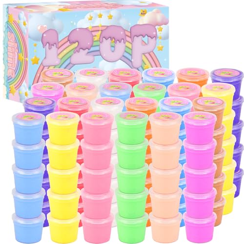 Rowecvce 120 Pack Cloud Slime Kit Mini Bulk Slimes for Kids Soft and NonSticky Slime Party Favors Goodie Bag Stuffer Valentines Gifts Classroom Exchange Prizes Stress Relief Toys for Girls Boys 812 - Image 1