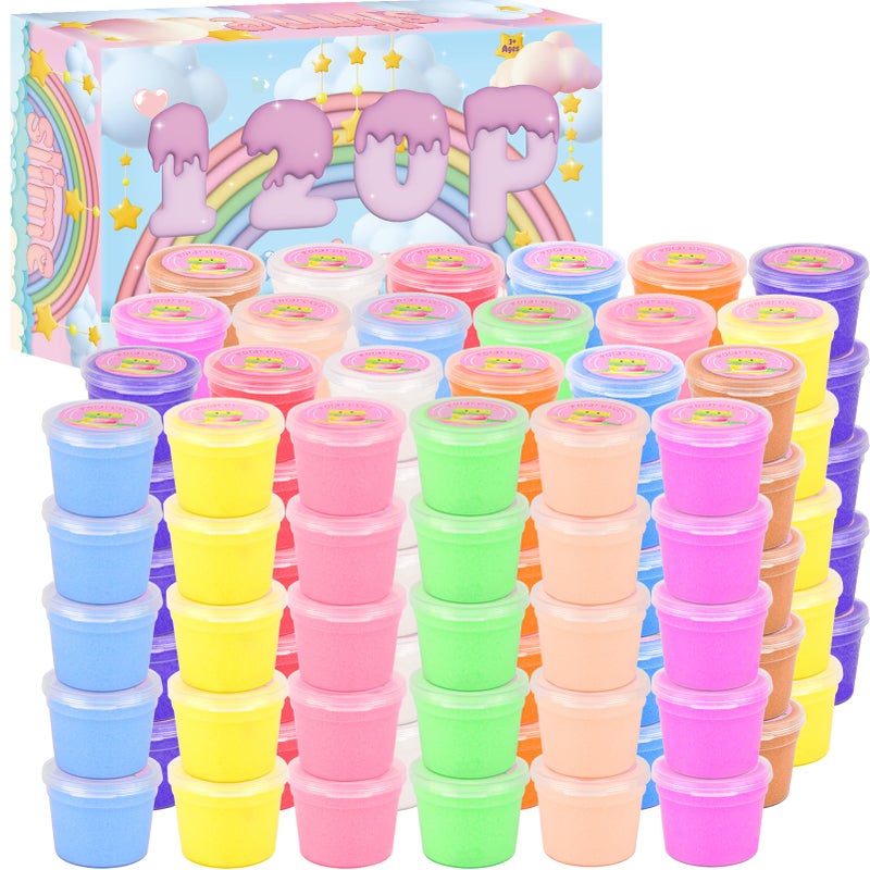 Rowecvce 120 Pack Cloud Slime Kit Mini Bulk Slimes for Kids Soft and NonSticky Slime Party Favors Goodie Bag Stuffer Valentines Gifts Classroom Exchange Prizes Stress Relief Toys for Girls Boys 812 - Image 3