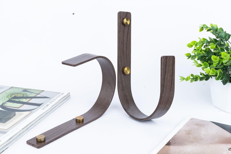 Colornest 2 Pack Modern Curtain Tiebacks Wall Mount | Wenge Wood Look Solid Aluminum U Shaped Curtain Wall Hooks Drapery Pull Backs Curtain Holders - Image 2