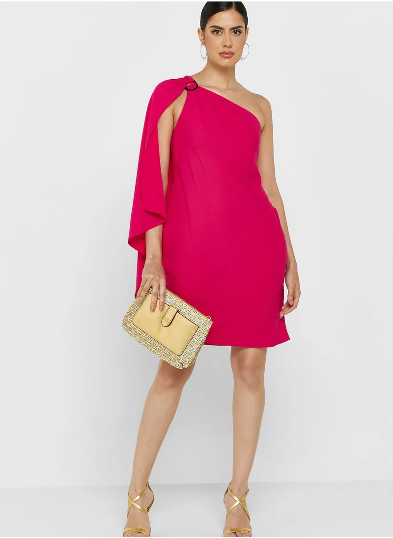 Lauren Ralph Lauren One Shoulder Drape Detail Cocktail Dress