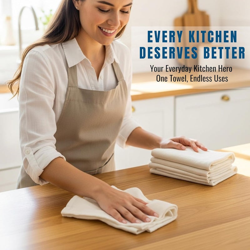 Whitewrap Flour Sack Towels| Tea Towel for Crafts| Kitchen Dish Cotton Blank Towel for Embroidery|Baking Bread Proofing Linen Cover| Thick Absorbent Quick Dry| 3 Pack 18"x28"Natural - Image 2