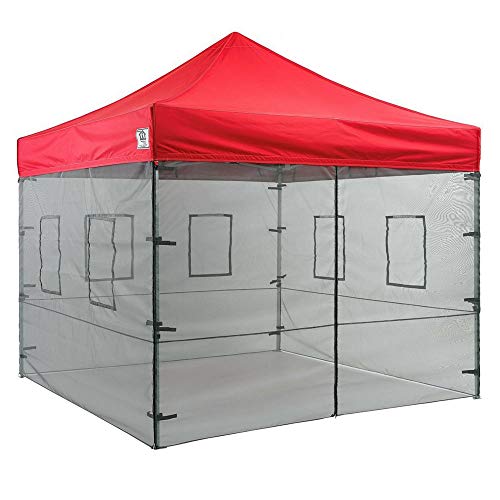 Impact Canopy Walls for 10' x 10' Canopy Tent, Food Service Mesh Sidewall Kit with Service Windows, 4 Walls Only, Black Mesh - Image 1