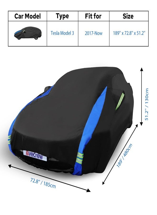 Avecrew Car Cover for Tesla Model 3 2017-2024, Custom Fit Full Exterior Cover with Charging Port and Breathable Ventilation Mesh, Waterproof All Weather Outdoor Rain Snow Sun Protection Cover - Image 3