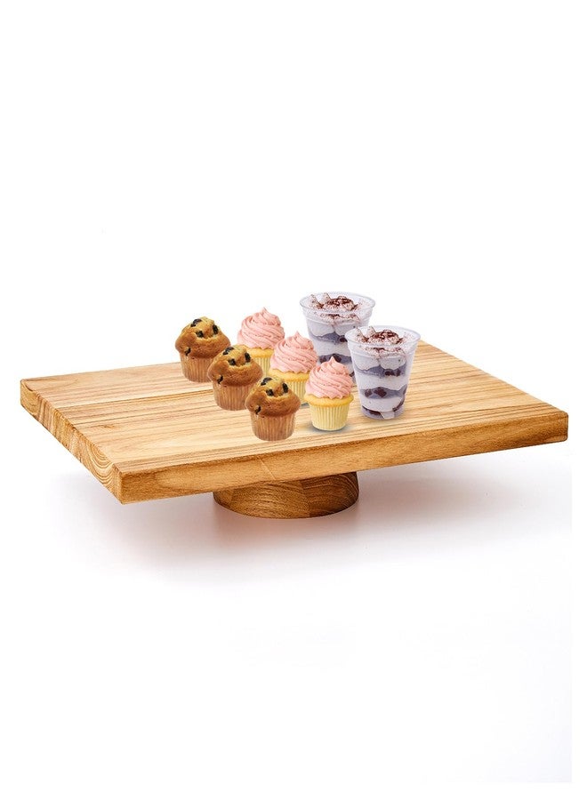 Kazozobi Rectangular Wood Cake Stand, Rustic Square Cake Dessert Display Platter, Tall Tierd Footed Cake Plate, Large Charcuterie Board, Wedding Birthday Party Holiday Christmas Essentials 17 x 11.8 x 2.8 Inch - Image 1