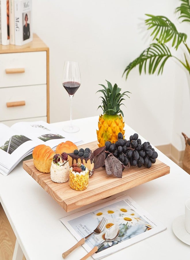 Kazozobi Rectangular Wood Cake Stand, Rustic Square Cake Dessert Display Platter, Tall Tierd Footed Cake Plate, Large Charcuterie Board, Wedding Birthday Party Holiday Christmas Essentials 17 x 11.8 x 2.8 Inch - Image 4