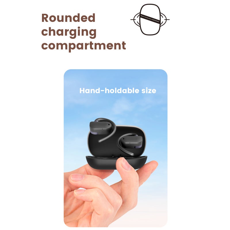 Wireless BT 5.3 Earbuds: Deep Black, IPX7 Waterproof, 360° Rotating Skin-Friendly Ear Hook - Magnetic Air Conduction Sound, Dual-Mic Noise Reduction, Quick Touch Control Air Conduction Headphones for - Image 2