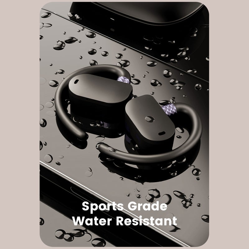 Wireless BT 5.3 Earbuds: Deep Black, IPX7 Waterproof, 360° Rotating Skin-Friendly Ear Hook - Magnetic Air Conduction Sound, Dual-Mic Noise Reduction, Quick Touch Control Air Conduction Headphones for - Image 3