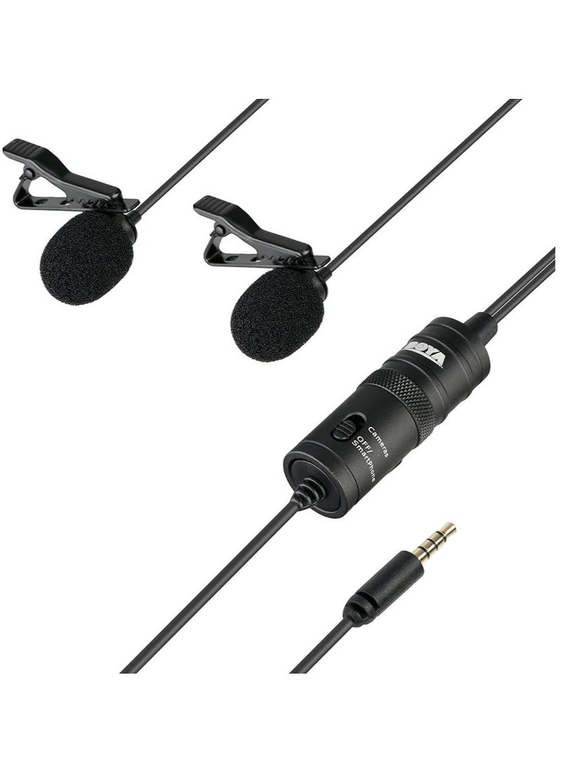 BOYA BY-M1DM Dual Omni-directional Lavalier Microphone – Professional Clip-on Lapel Mic for DSLR Cameras (Canon, Nikon, Sony), Smartphones (iPhone, Samsung, Huawei), Audio Recorders, PCs & Laptops – Ideal for Interviews, Vlogging & Content Creation - Image 1