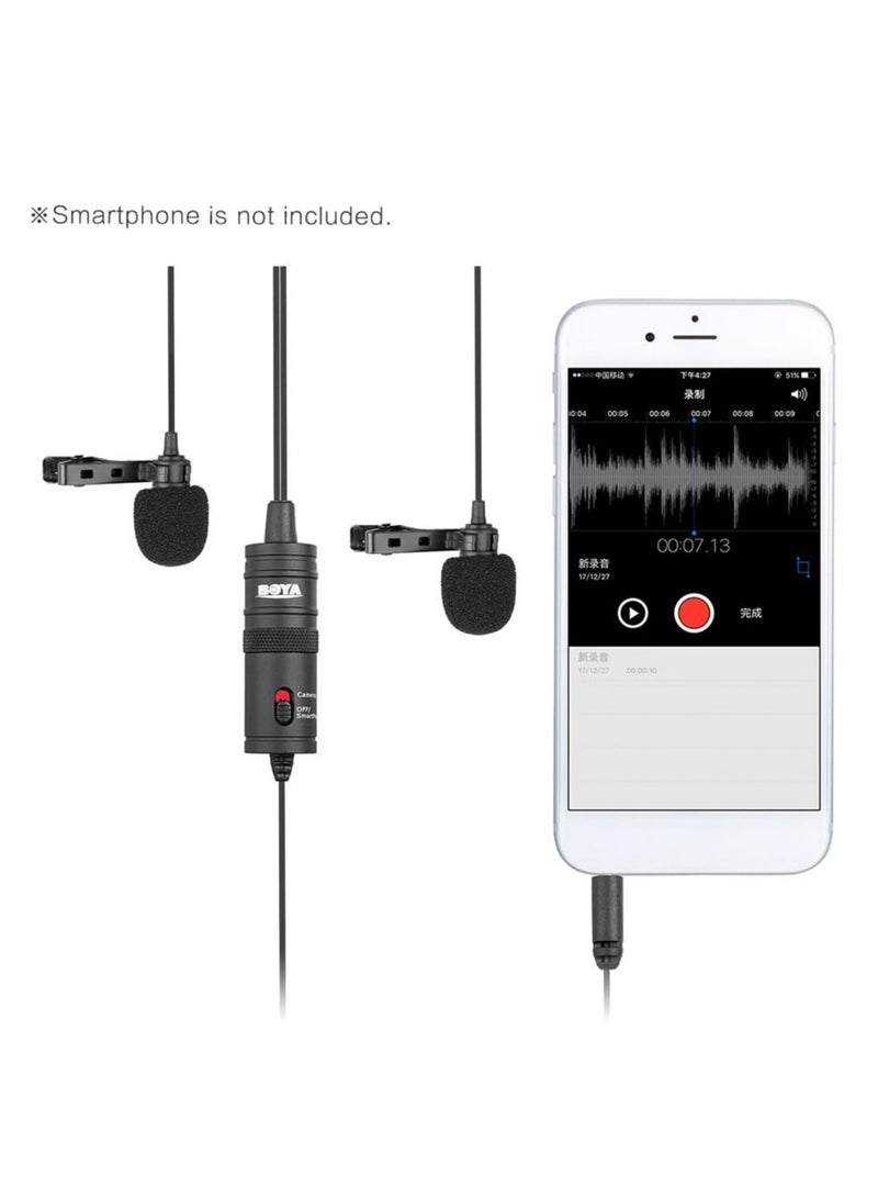 BOYA BY-M1DM Dual Omni-directional Lavalier Microphone – Professional Clip-on Lapel Mic for DSLR Cameras (Canon, Nikon, Sony), Smartphones (iPhone, Samsung, Huawei), Audio Recorders, PCs & Laptops – Ideal for Interviews, Vlogging & Content Creation - Image 4