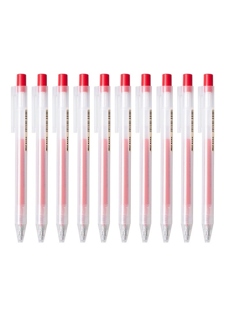 MUJI 10PCS Gel Pens, 0.5MM Retractable Rollerball Pens Fast Drying red ink Smooth Pens Knock Type Premium Rollerball Pen for Writing Note Taking School & Office Stationery Supply - Image 1
