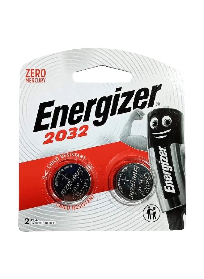 Energizer Zero Mercury Child-Resistant Packaging CR2032 3V Lithium Coin Battery Silver 0.4 x 9.6 x 8.8 cm CR2032BP2 - Image 1