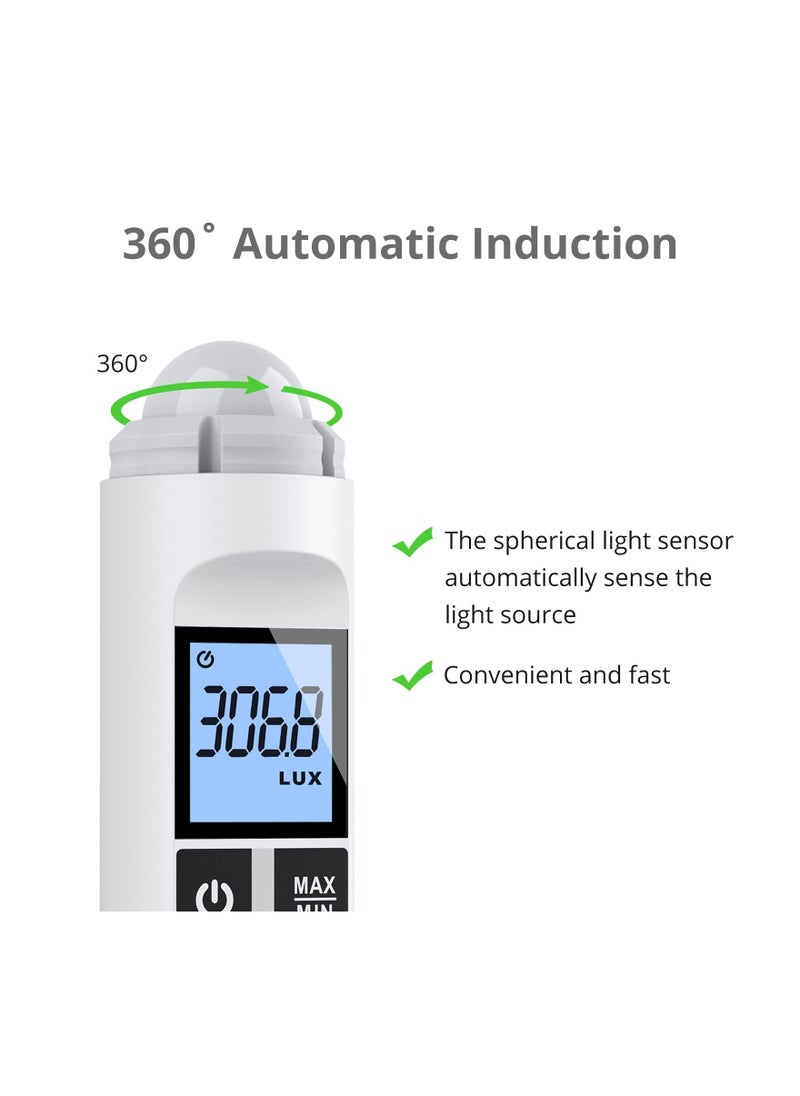 Light Meter, Handheld Photometer, Support Max/Min Modes Light Meter Range up to 200,000 Lux Luxmeter Handheld Digital Lux Meter Brightness Measuremen Instrument with LCD Characters Display - Image 2