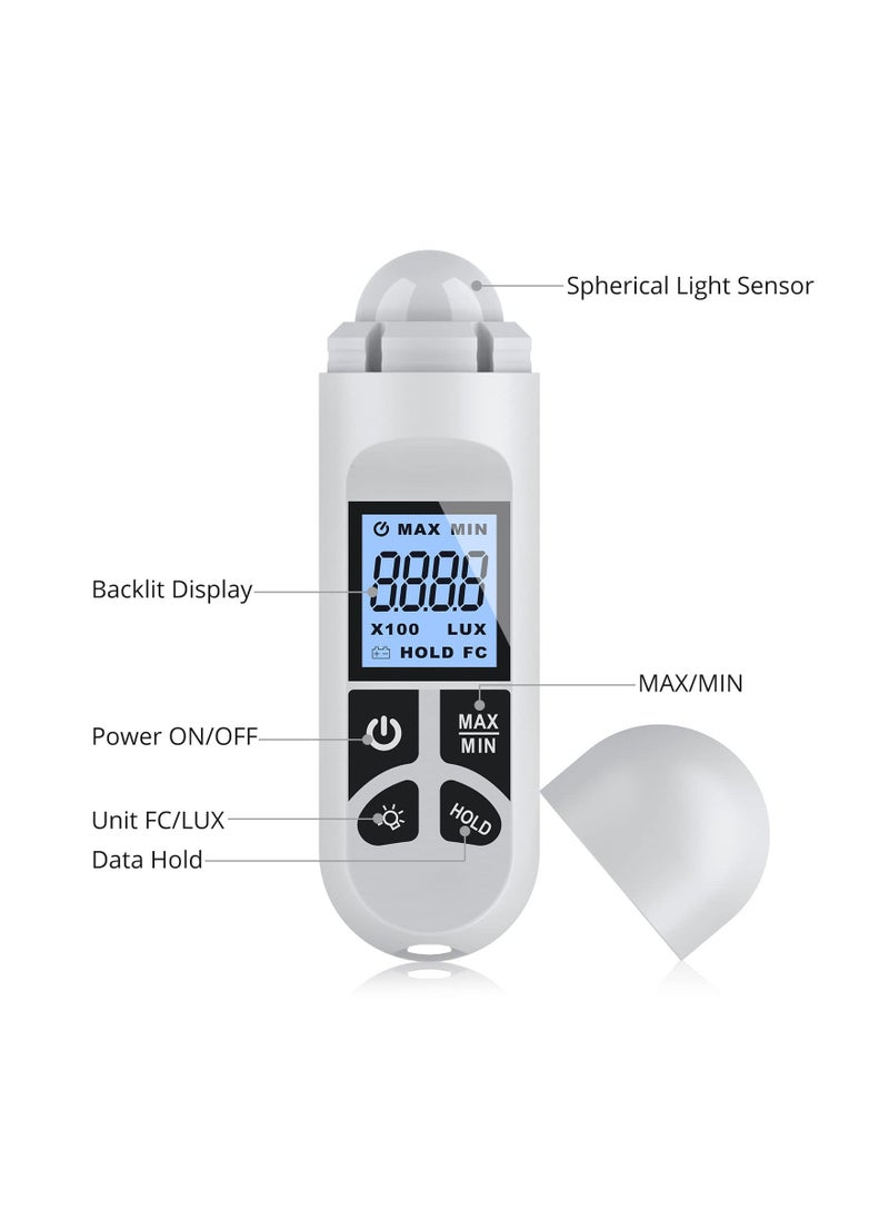 Light Meter, Handheld Photometer, Support Max/Min Modes Light Meter Range up to 200,000 Lux Luxmeter Handheld Digital Lux Meter Brightness Measuremen Instrument with LCD Characters Display - Image 5