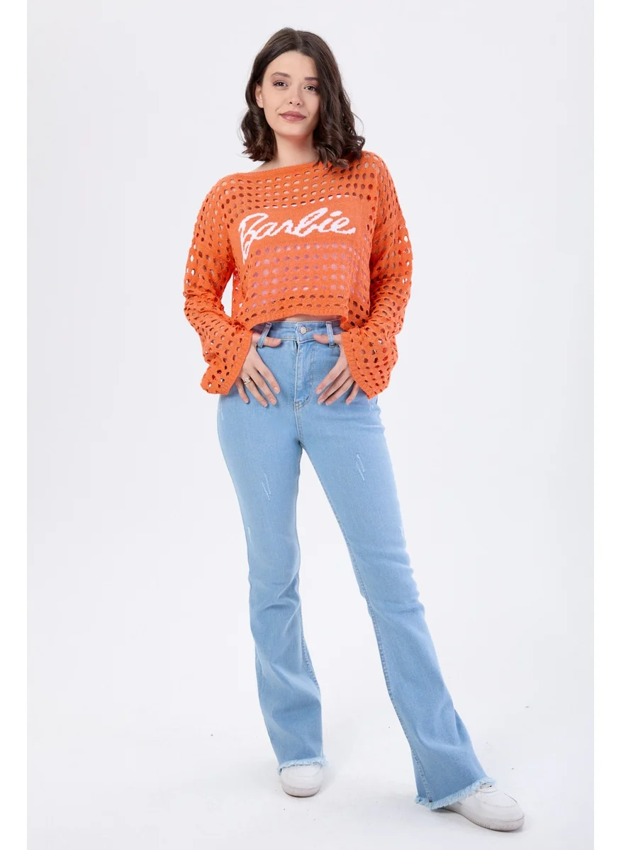 Tofisa 23661-BLUE Cotton Flare Lycra Jeans