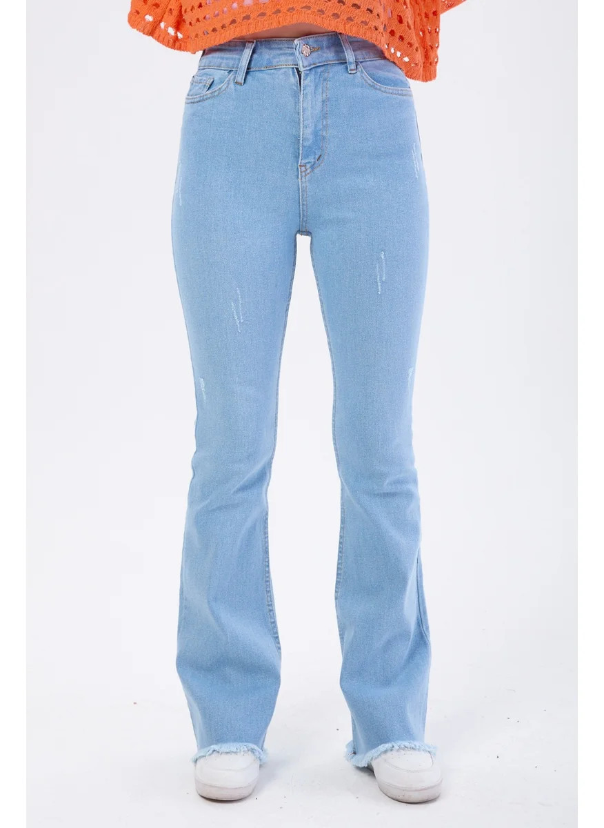 Tofisa 23661-BLUE Cotton Flare Lycra Jeans
