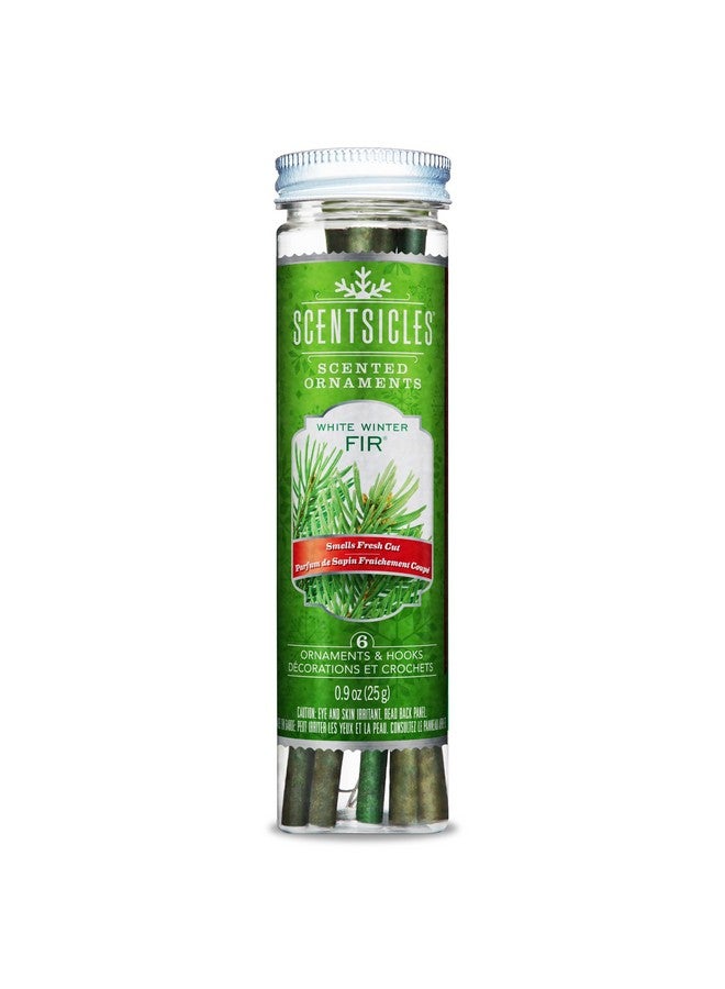 ScentSicles زينة عيد الميلاد المعطرة بشجرة الصنوبر البيضاء من سينتسيكلز مع خطافات - 1 زجاجة (6 أعواد إجمالاً) - Image 1