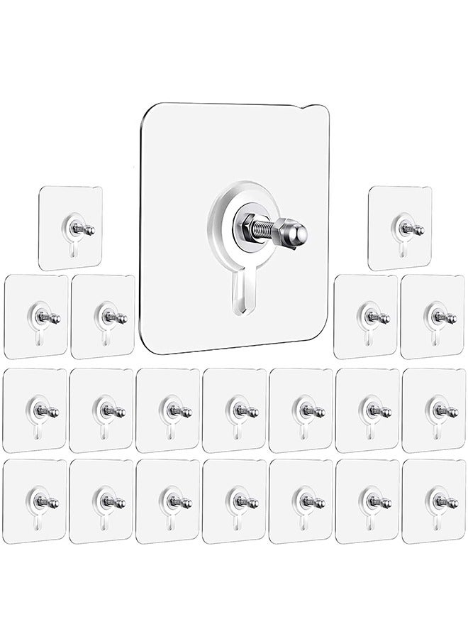 20 Pcs Screw Adhesive Hooks - Waterproof & Rustproof Wall Hooks for Hanging - No Drilling, Easy Installation, Ideal for Kitchen, Bathroom, Home, Office - Image 1