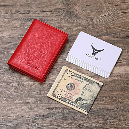 HISCOW Leather Business Card Case Holder for Men Women Italian Calfskin Pebbled Red - Image 3