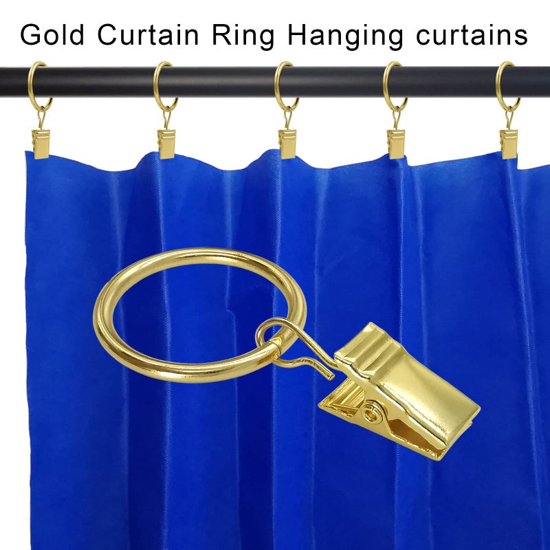 AMZSEVEN 44 Pack Metal Curtain Rings with Clips, Drapery Clips with Rings, Drapes Rings 1 inch Inner Diameter, Fits Diameter 5/8 inch Curtain Rods, Gold - Image 5