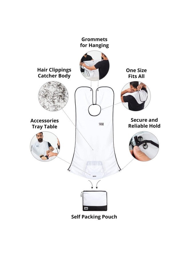 BEARD KING Beard Bib Apronshaving Set For Dadas Seen On Shark Tankmen'S Hair Catcher For Shavinggrooming Accessoriespacking Pouchlwhite - Image 4