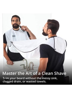 BEARD KING Beard Bib Apronshaving Set For Dadas Seen On Shark Tankmen'S Hair Catcher For Shavinggrooming Accessoriespacking Pouchlwhite  - Image 2