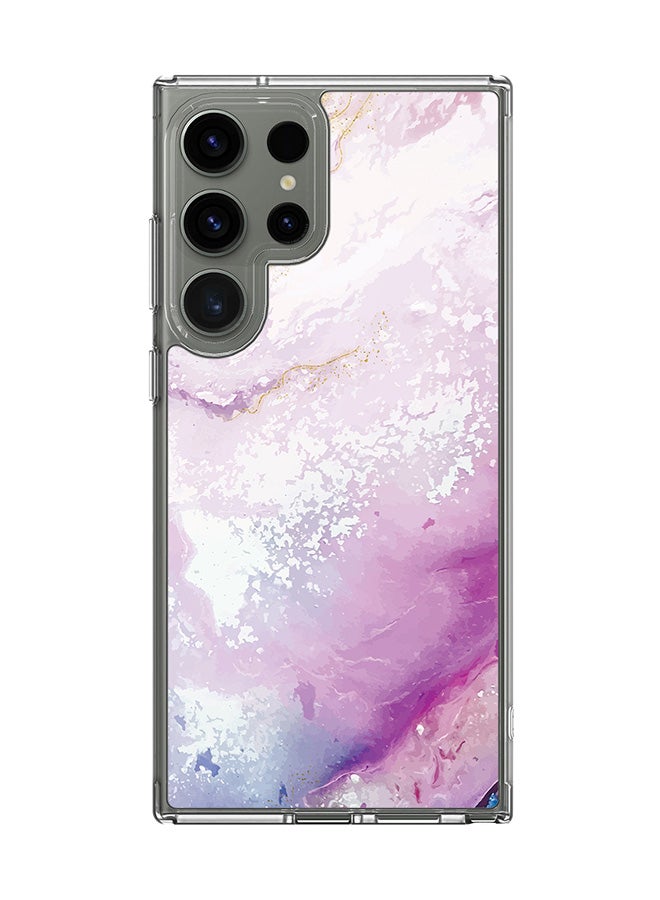 Stylizedd Classic Clear Case for Samsung Galaxy S25 Ultra , Hybrid Soft Case Flexible Edges Anti Drop TPU PC Gel Thin Transparent Cover - Marble Print Marine - Image 1