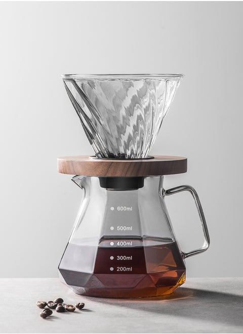 Pour Over Coffee Maker Set Clear 600ml