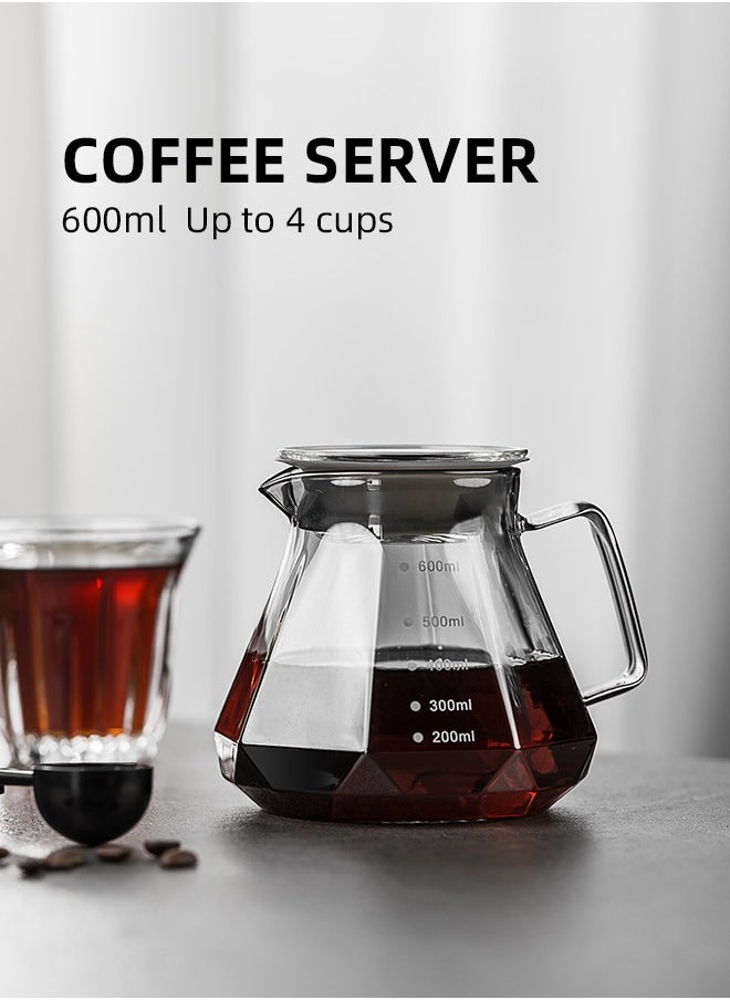 Pour Over Coffee Maker Set Clear 600ml
