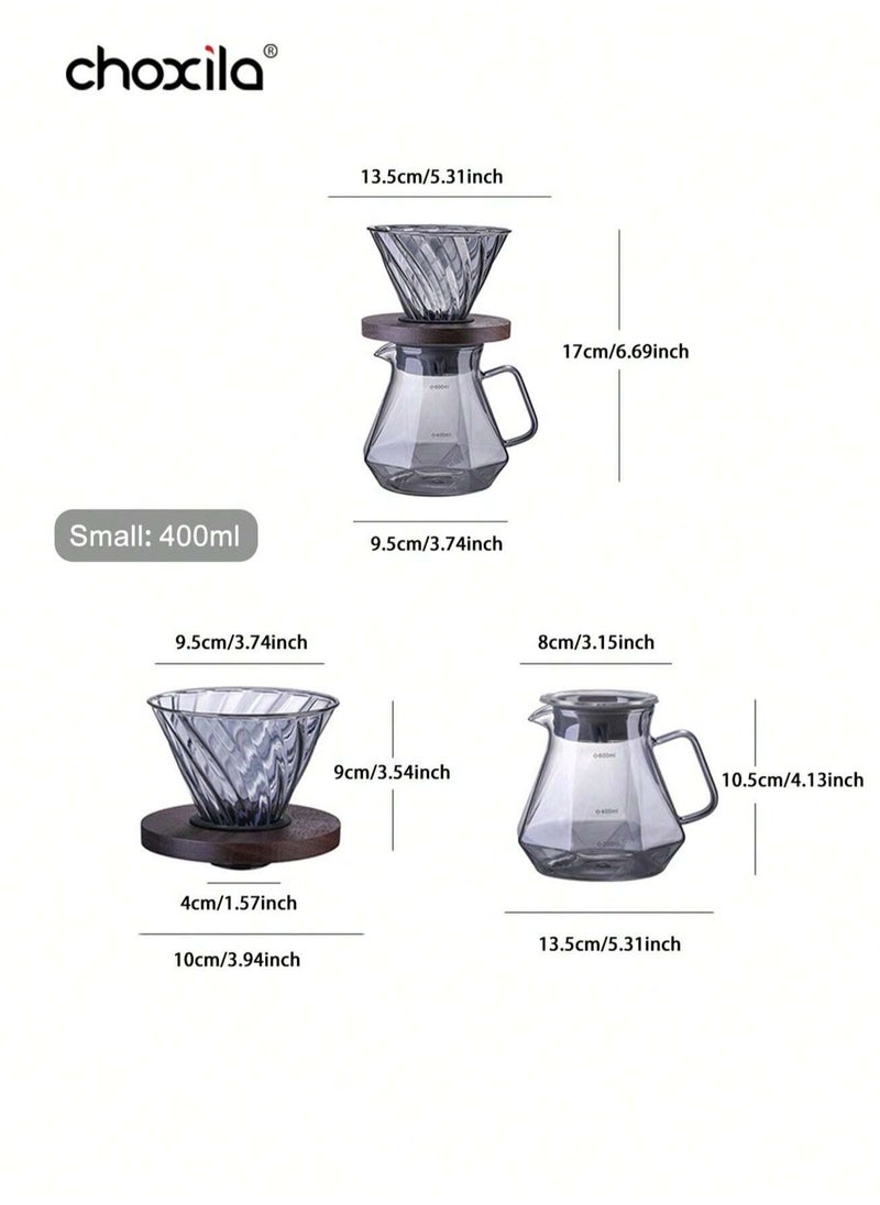 Pour Over Coffee Maker Set Clear 600ml