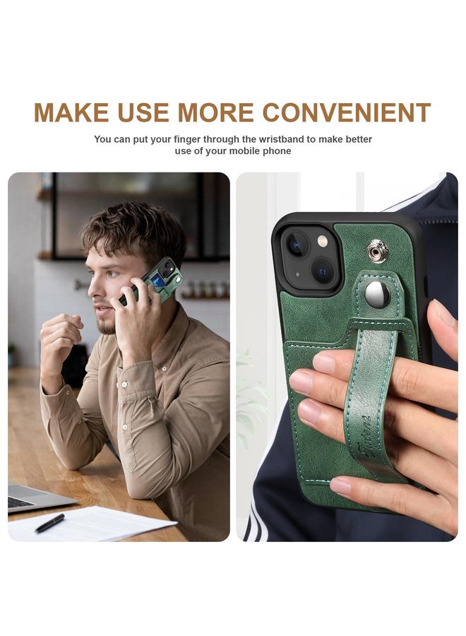 Suteni Case For iPhone 13 215 Wrist Strap PU Phone Case - Image 5