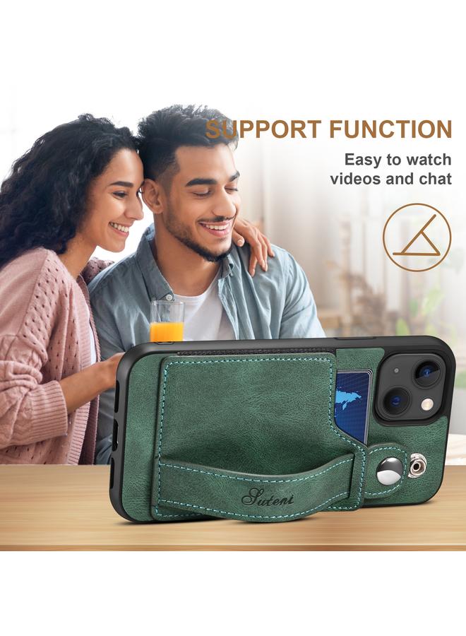 Suteni Case For iPhone 13 215 Wrist Strap PU Phone Case - Image 4