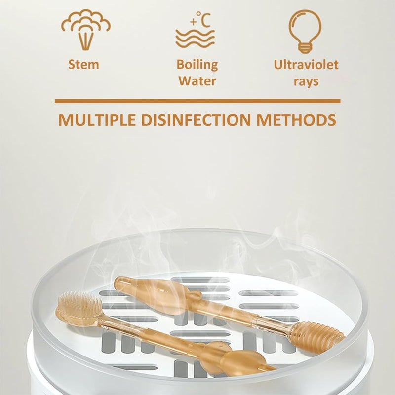 FEBLICH Baby Oral Cleaning Brush 2 In 1 Toothbrush And Baby Tongue Cleaner Brush BPA Free Soft Silicone Bristle Oral Care Toothbrush For Toddler Oral Care, Soft Silicone Toothbrush With Storage Box - Image 3