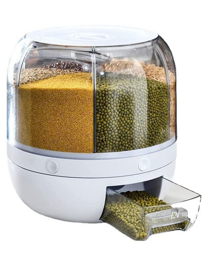 دراكسون موزع دائري للأرز والفاصوليا من دراكسون ، منظم للمطبخ ، حاوية حبوب دوارة 360 درجة للمنزل ، دلو شفاف للحبوب ، صندوق تخزين ، علب حبوب شفافة ، هدية للنساء - Image 5