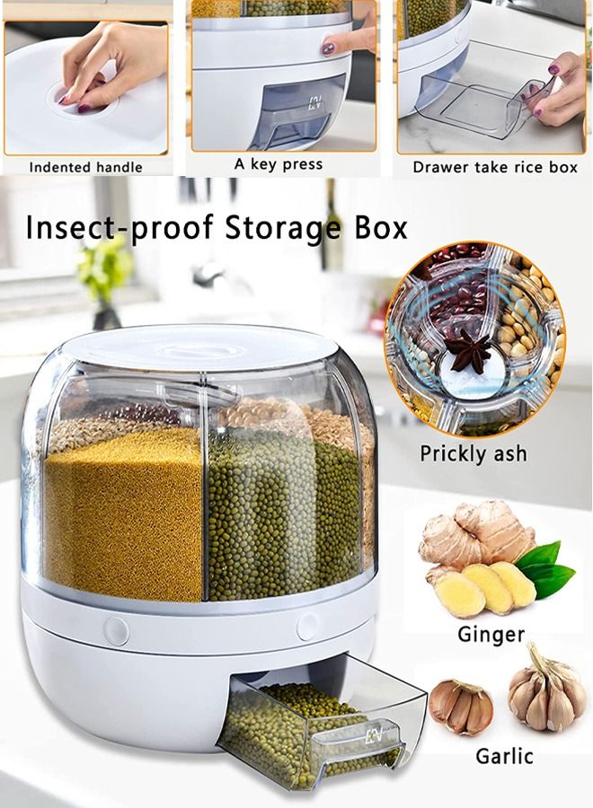 دراكسون موزع دائري للأرز والفاصوليا من دراكسون ، منظم للمطبخ ، حاوية حبوب دوارة 360 درجة للمنزل ، دلو شفاف للحبوب ، صندوق تخزين ، علب حبوب شفافة ، هدية للنساء - Image 2