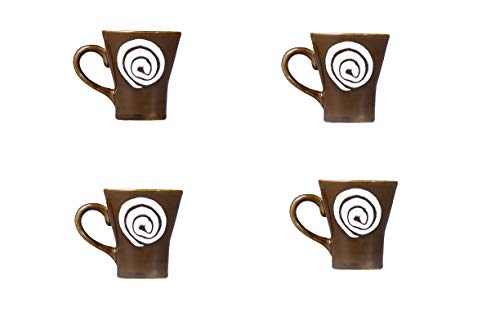 Caffeine Ceramic Handmade Brown Doodle Tea Cup Set of 6 - Image 2