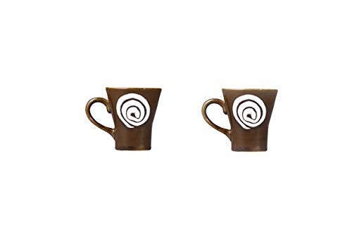 Caffeine Ceramic Handmade Brown Doodle Tea Cup Set of 6 - Image 3