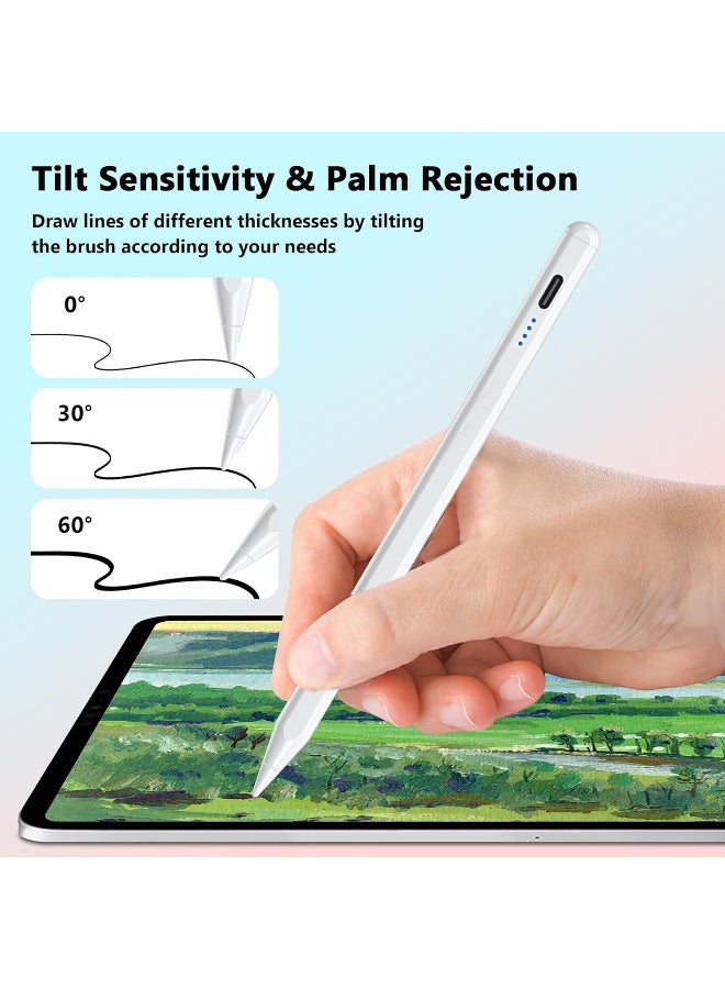 Kawkab White Universal Stylus Pen for iPad, Compatible with iPad (2018-2025), Fast Charging, Features Tilt Sensitivity and Palm Rejection, Suitable for iPad, Android, and Windows - Image 5