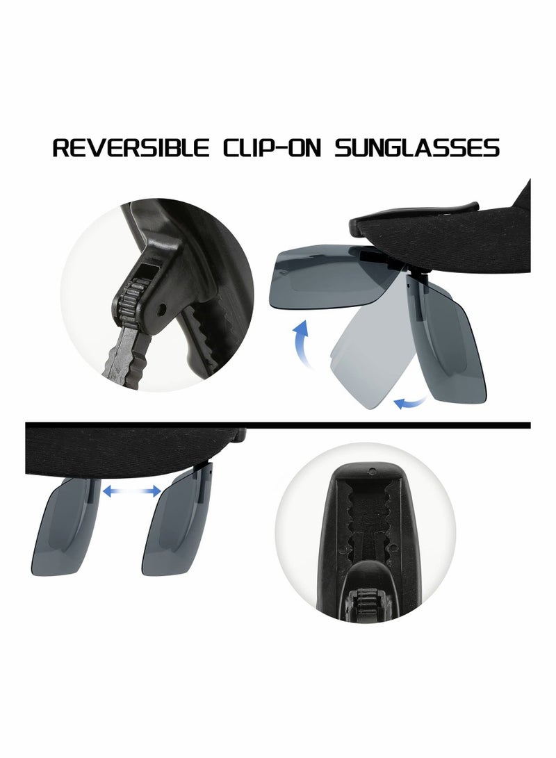 NIBEMINENT Sunglasses Clip Black Polarized Lenses Hat Visors Clip-on UV400 On Glasses for Men Women - Image 4