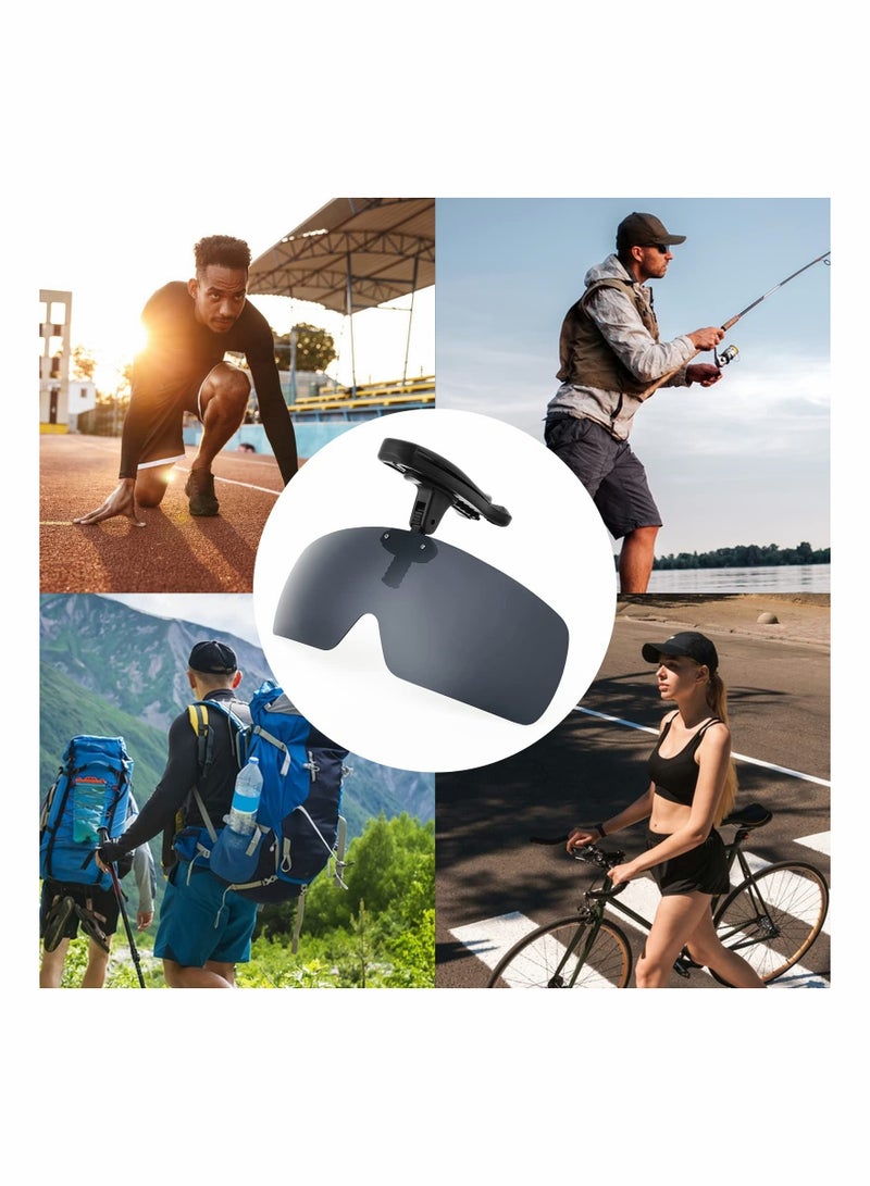 NIBEMINENT Sunglasses Clip Black Polarized Lenses Hat Visors Clip-on UV400 On Glasses for Men Women - Image 3