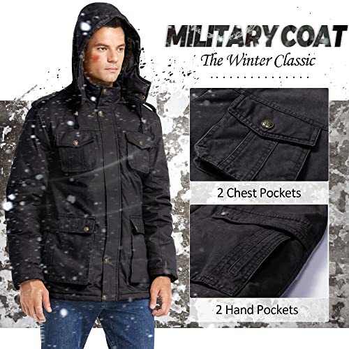 JYG Men's Winter Thicken Coat Casual Military Parka Jacket with Removable Hood (Grey,S) - Image 4