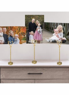 SYOSI 5 Pcs Mini Place Card Holders, Heart Shape Clip Place Cards Holder, Cute Table Card Holder Table Picture Stands, Wire Photo Holder Menu Memo Clips, Idea for Wedding, Anniversary Party (Gold)  - Image 3