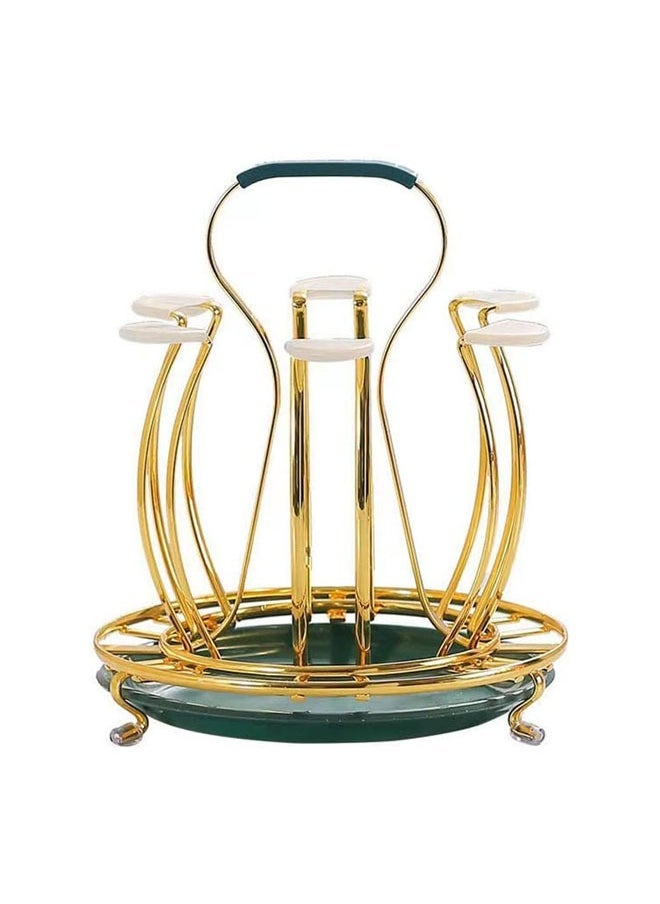 Hihonor Cup Drying Rack, Bottle Drying Rack Stand, Cup Drying Rack with Drain Tray, Water Bottle Drying Rack, Metal Bottle Drainer Rack with 6 Hooks, for Kitchen, Dining, Living Room  - Image 1