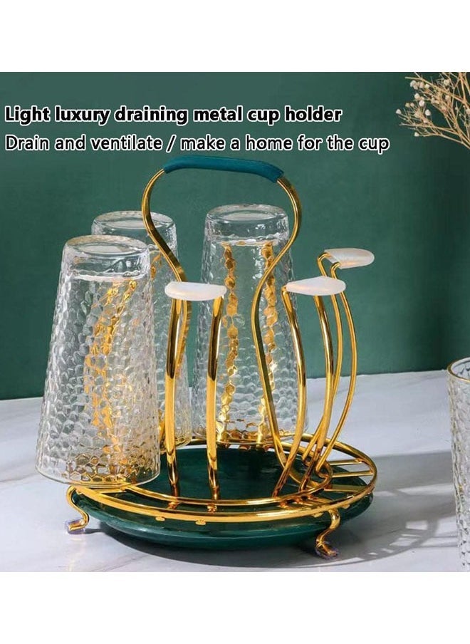 Hihonor Cup Drying Rack, Bottle Drying Rack Stand, Cup Drying Rack with Drain Tray, Water Bottle Drying Rack, Metal Bottle Drainer Rack with 6 Hooks, for Kitchen, Dining, Living Room  - Image 4