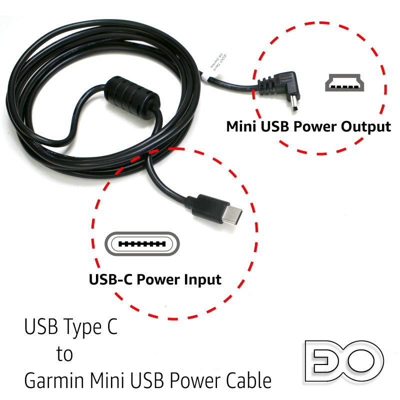 EDOTech USB-C to Mini USB Car Charger Power Cord for Garmin Nuvi Drive DriveSmart DriveAssist DriveTrack RV Auto Handheld Navigation GPS - Image 3