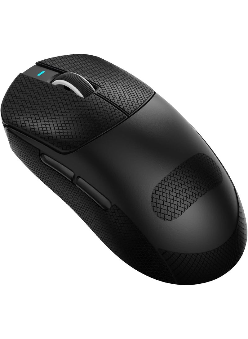 هجوم القرش ماوس X8PLUS مع شريط قبضة لليد الكبيرة، 55 جم خفيف الوزن، مستشعر ألعاب PixArt PAW3395PRO، BT/2.4G لاسلكي/سلكي، 6 نقاط في البوصة قابلة للتعديل حتى 40,000، بطارية 500 مللي أمبير في الساعة - أسود - Image 1