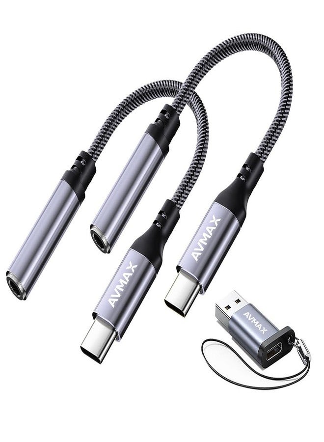 AVMAX USB C to 3.5mm Audio Headphone Adapter HiFi 2 Pack,Type c to Aux Female Cable for iPhone 16 15 Plus Pro Max iPad, S24 S23 S22 S21 S20 Ultra Pixel MacBook and More Type c Devices - Image 1
